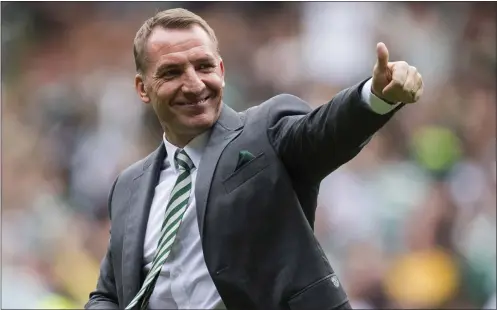  ??  ?? Brendan Rodgers says he did not have to work extra hard to motivate his players ahead of yesterday’s game