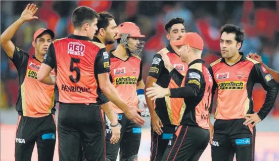  ?? AFP ?? Sunrisers Hyderabad are just a win away from booking a berth in the IPL 2017 playoffs. On Saturday, they face an outofconte­ntion Gujarat Lions at the Green Park.