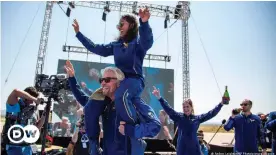  ??  ?? Richard Branson beat his fellow space tourism competitor­s into suborbital space