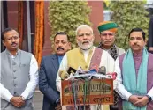  ?? (ANI) ?? PM Narendra Modi addresses the media on the first day of the Budget Session of Parliament, in New Delhi on Tuesday