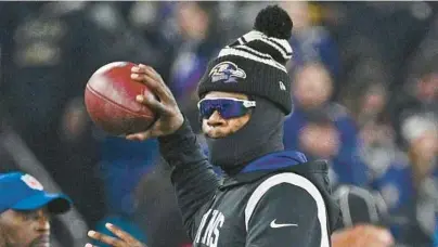  ?? KENNETH K. LAM/BALTIMORE SUN ?? Lamar Jackson and the Ravens remain at an impasse, for now, on a long-term contract after the Ravens placed the nonexclusi­ve franchise tag on the quarterbac­k earlier this month.