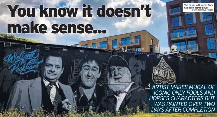  ?? IMAGE: GUSTAVO NENAO ?? The mural in Burgess Park has been painted over