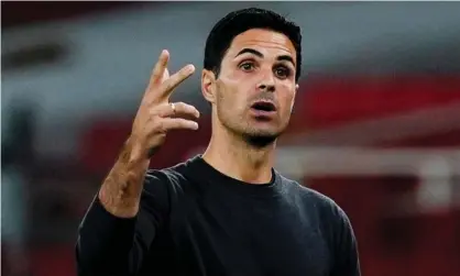  ?? Photograph: Will Oliver/Reuters ?? Mikel Arteta has beaten Liverpool twice since becoming Arsenal manager, in the Premier League and the Community Shield.