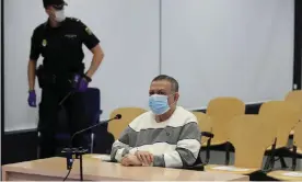  ??  ?? Inocente Orlando Montano in court in Madrid in June. He admitted being a member ofLa Tandona, a group of corrupt senior army officers who had risen to the top of El Salvador’s political and military elite. Photograph: Kiko Huesca/AP