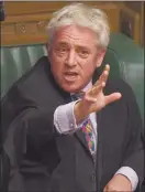  ??  ?? Order… Former speaker of Britain’s House of Commons John Bercow said he has left the Conservati­ves to join the opposition Labour Party, saying the country is “sick of lies” under prime minister Boris Johnson.