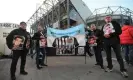  ?? Photograph: Richard Lee/Shuttersto­ck ?? Newcastle United fans protest at the Saudi ownership outside St James’ Park.