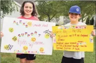  ?? Saul Flores / Hearst Connecticu­t Media ?? Brooklyn, left, and AJ Farrell, raise $1,325 for Alex’s Lemonade Stand Foundation for Childhood Cancer during their Lemonade stand on Sept. 6.