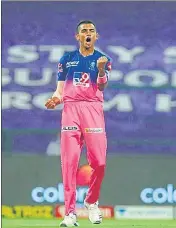  ?? BCCI ?? Young bowler from Uttar Pradesh, Kartik Tyagi has been doing a good job for the Rajasthan Royals.