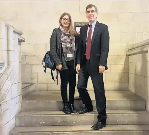  ??  ?? Dr Erin Cullen met with MP David Rutley to discuss her work