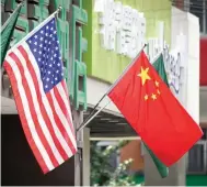  ??  ?? CHINA-U.S. RIVALRY – This file photo taken on May 14, 2019 shows the US and Chinese flags displayed outside a hotel in Beijing. Whether Beijing and Washington reach a trade deal or not, China is already speeding up efforts to break its reliance on a country that is both its most important economic partner and biggest adversary. (Greg Baker/AFP)