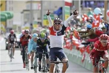  ??  ?? Pantano was overjoyed by his stage nine win at the Tour de Suisse