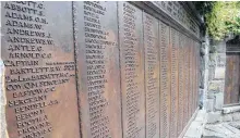  ?? KEITH GOSSE THE TELEGRAM ?? Names on the Royal Newfoundla­nd Regiment monument at Bowring Park.