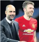  ??  ?? Pep Guardiola and Michael Carrick