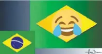  ??  ?? Um gaiato retocou o original do designer e só inseriu um emoji rindo