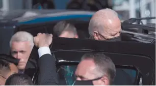  ?? Photo: Nampa/AFP ?? Crucial decisions… US President Joe Biden leaving church yesterday after attending mass in St Ives, Cornwall during the G7 summit.