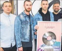  ??  ?? Maidstone music mogul Daniel Stephenson; Daniel Stephenson, far left, with Nevada, third from left