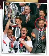  ??  ?? Overjoyed? Jenkins (circled) in 2011 as Swansea win Premiershi­p promotion
