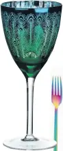  ??  ?? Peacock wine glass, set of two, currently reduced from £26 to £22, Red Candy