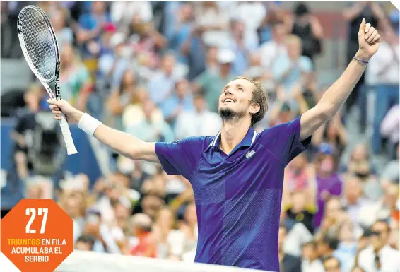  ??  ?? El tenista ruso jugó el partido de su carrera y sorprendió a su rival que perdio en tres sets.