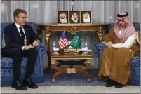  ?? EVELYN HOCKSTEIN — POOL PHOTO VIA AP ?? U.S. Secretary of State Antony Blinken meets Saudi Arabia’s Foreign Minister Prince Faisal bin Farhan Al-saud on Wednesday.