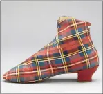  ?? ?? A women’s tartan boot from the 1850s