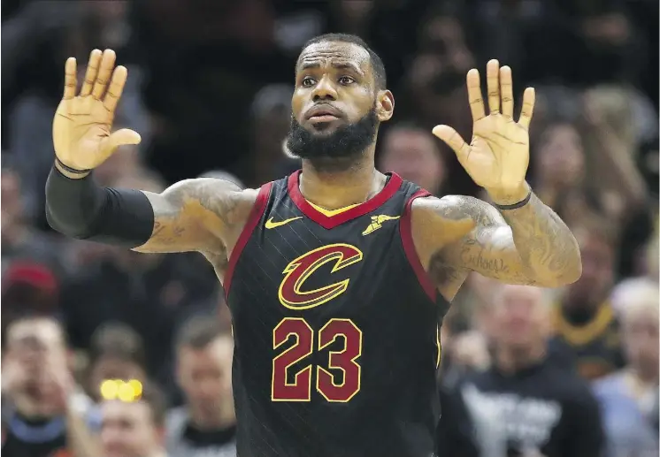  ?? GREGORY SHAMUS/GETTY IMAGES ?? One year ago, LeBron James led the Cleveland Cavaliers to a four-game sweep over the Toronto Raptors, who have home-court advantage in the rematch.