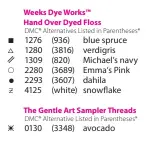  ??  ?? *DMC® alternativ­es are not one-to-one equivalent­s to the floss suggested by the designer. To achieve results pictured, use floss listed in the first column.