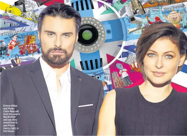  ??  ?? Emma Willas and Rylan Clark-Neal will host this year’s Big Brother and say they would love to see Prince Harry, right, in the house