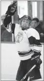  ?? Starphoeni­x ?? Meadow Lake Tribal Council’s captain Jared Iron celebrates one of his many goals in the Midget final game at the First Nations Winter Games on Friday.