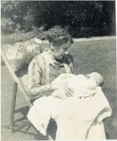  ??  ?? Pictured is Michael Sharman as a baby with his grandma Agnes Mary Hamilton in the gardens of the Tudor Mansions in Loughborou­gh.