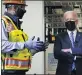  ?? SUSAN WALSH — THE ASSOCIATED PRESS ?? President Joe Biden listens Thursday to Otto Nichols as he tours a Clayco Cor. constructi­on site for a Microsoft data center in Elk Grove Village, Ill.