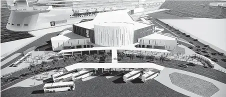  ?? Royal Caribbean and the Port of Galveston ?? Pictured is a rendering of the cruise terminal that will be built by Royal Caribbean in Galveston. It will be the port’s third terminal.