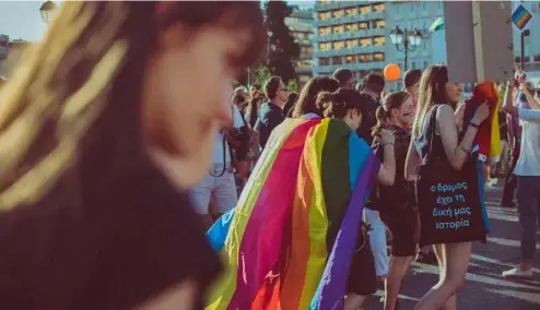  ?? ?? Pride in Athens: LGBTQ+   ags   y in Syntagma Square in the Greek capital