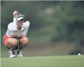  ??  ?? Jessica Korda lines up a putt.