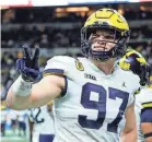  ?? JUNFU HAN/USA TODAY NETWORK ?? Michigan defender Aidan Hutchinson.