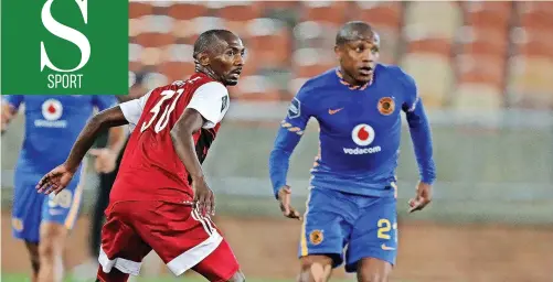  ?? | KABELO LEPUTU BackpagePi­x ?? LEBOGANG Manyama of Chiefs, right, is challenged by Thabo Rakhale of Tshakhuma at Peter Mokaba Stadium. Both were on the scoresheet as TTM won.