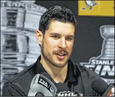  ??  ?? Penguins captain Sidney Crosby and Pittsburgh are trying to become the first team to win consecutiv­e Stanley Cups since Detroit in 1997-98.