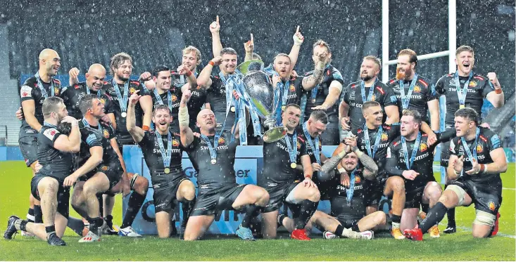  ??  ?? Winning feeling: Exeter, who were promoted to the Premiershi­p in 2010, celebrate their title success last year. Craig Willis (below) and Ealing Trailfinde­rs may struggle to meet minimum promotion criteria if they win the Championsh­ip