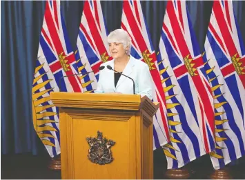  ?? — B.C. GOVERNMENT PHOTO ?? B.C. Finance Minister Carole James called the number of jobs lost in the province because of COVID-19 “staggering.”
