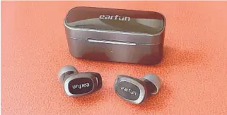  ?? DAVID CARNOY/CNET PHOTOS ?? Earfun Free Pro has features like active noise cancellati­on with a transparen­cy mode, wireless charging and Bluetooth 5.2.