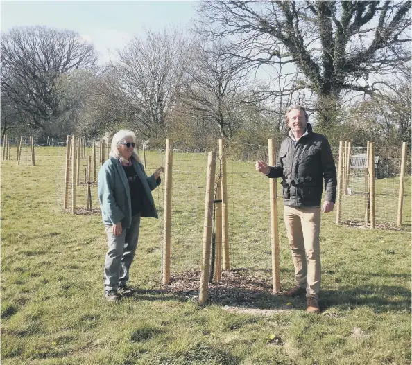  ??  ?? Friends of Glebe Field in Thakeham are creating a community orchard as prt of the Nature Recovery Network