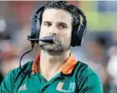  ?? JOHN MCCALL/SUN SENTINEL ?? Miami’s new head coach Manny Diaz said Wednesday an announceme­nt of an offensive coordinato­r is close.