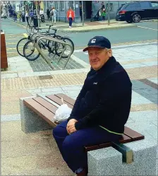  ?? Fenit legend Mikey Moriarty relaxing at The Mall,Tralee last week. Photo Moss Joe Browne. ??