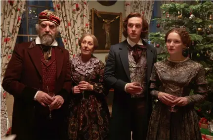  ??  ?? Jonathan Pryce, Ger Ryan, Dan Stevens and Morfydd Clarkin Bharat Nalluri’s The Man Who Invented Christmas