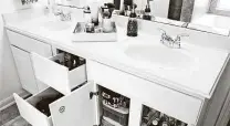  ?? Courtesy photo ?? Sort and arrange items in the bathroom based on category. Then arrange them in drawers and on shelves strategica­lly.