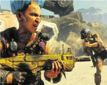  ??  ?? Mit Wut im Bauch und Wumme in der Hand: «Rage 2» bietet blitzschne­lle Action für Egoshooter.