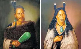  ??  ?? The portraits of Chief Ngatai-Raure and Chieftaine­ss Ngatai-Raure, which were stolen by ram-raiders a year ago, are still missing.