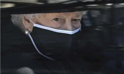  ??  ?? Queen Elizabeth II at the funeral of the Duke of Edinburgh. Photograph: Leon Neal/AP