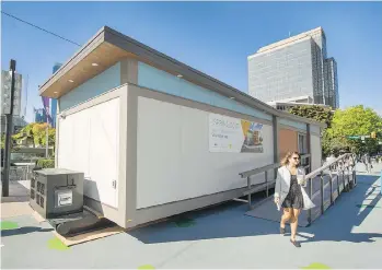  ?? ARLEN REDEKOP ?? The City of Vancouver invited the public this week to tour a temporary modular housing display suite set up in Robson Square to learn more about plans to help those hit hardest by the housing crisis.