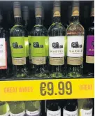  ??  ?? BIG DEAL: South African wine on sale in a Dublin supermarke­t – great value unless you happen to be paying for it in rands converted to euro